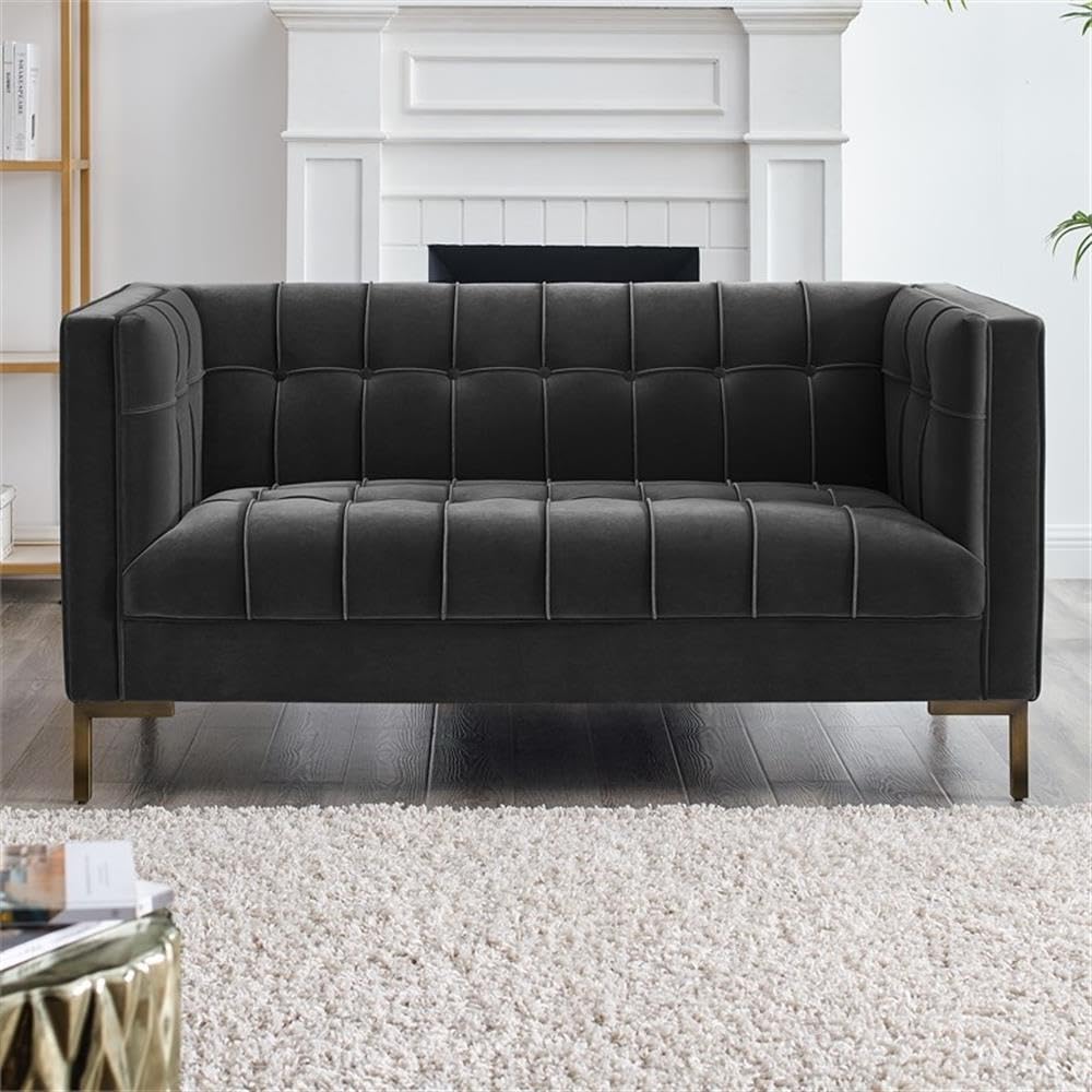 Steve Silver Furniture Isaac Gray Velvet Loveseat - Thumbnail 3