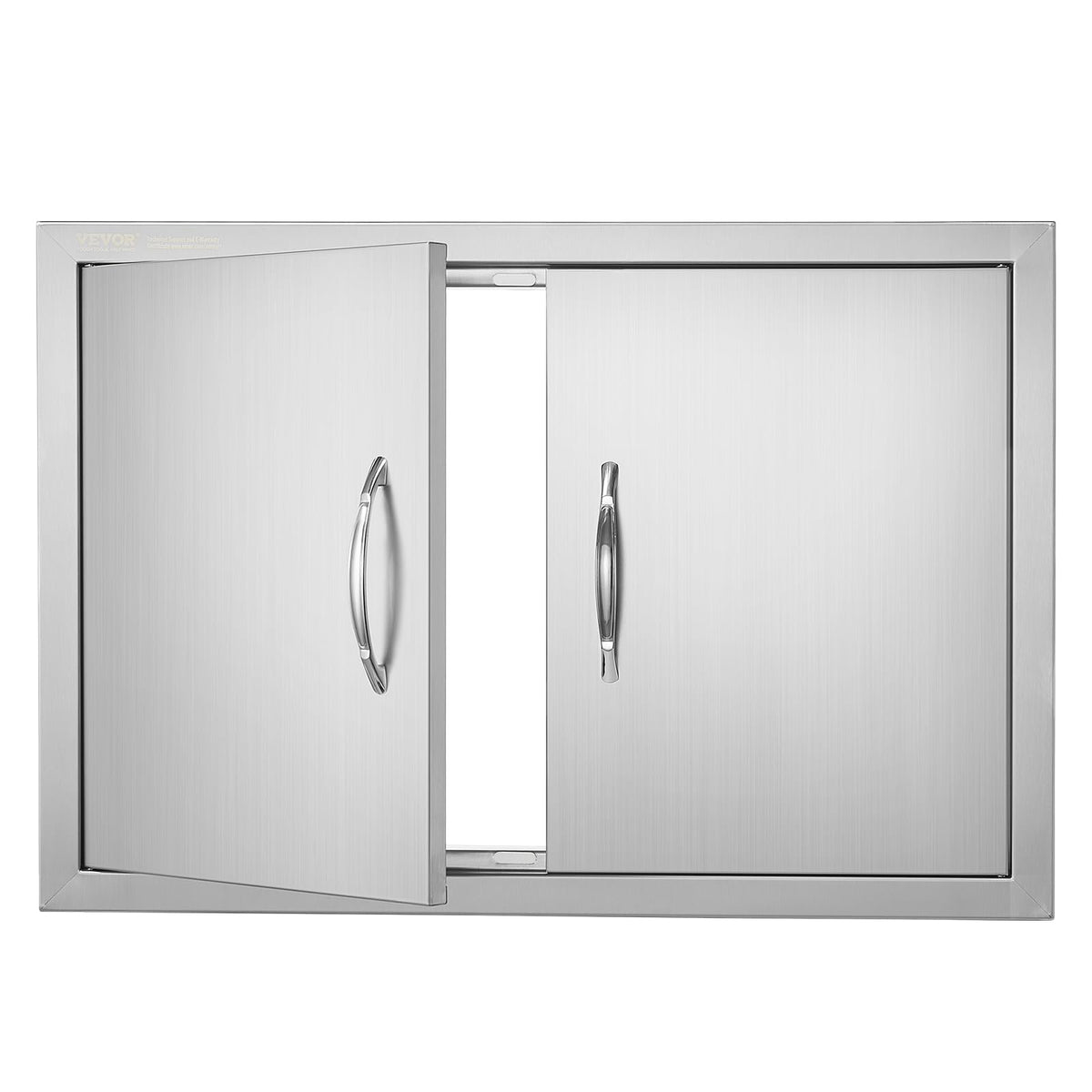 Vevor Bbq Access Door, 28W X 19H Inch Double Outdoor Kitchen Door, Stainless Steel Flush Mount Door, Wall Vertical Door With Han