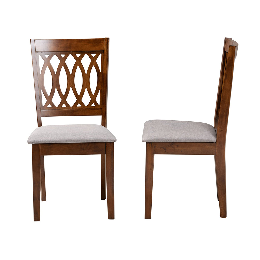 Baxton Studio Florencia Dining Chairs, Set of 2, Grey/Walnut Brown