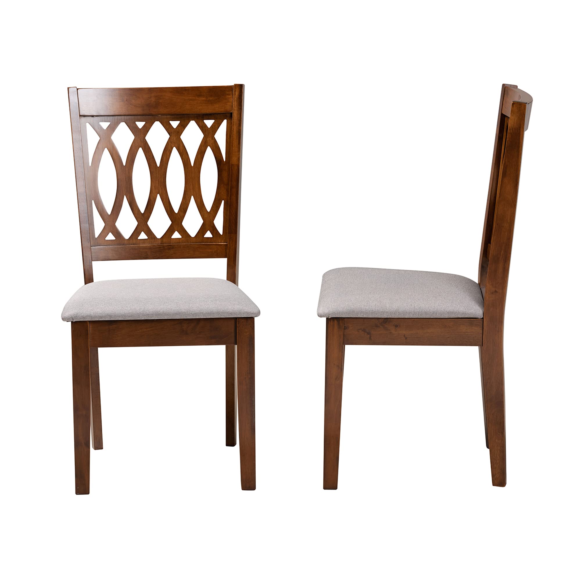 Baxton Studio Florencia Dining Chairs, Set of 2, Grey/Walnut Brown