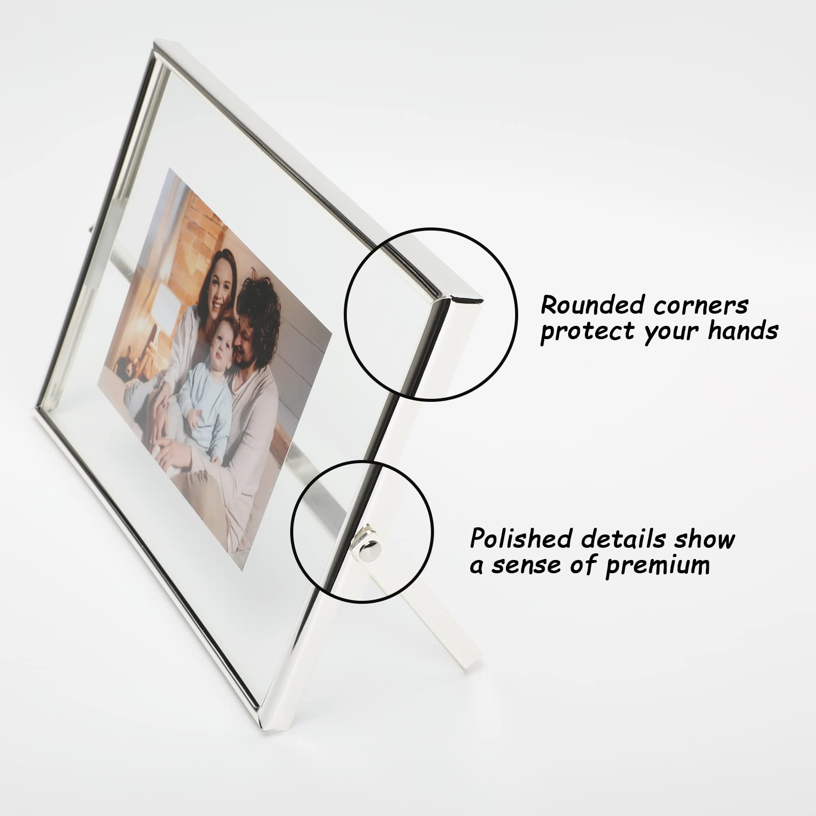 Ahago Silver Floating Frame (6''X8'', Horizontal), For Picture 5X7, 4X6, 3X5, Tabletop Shelf Photo Frame, Home Or Office Decor,
