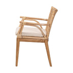 Baxton Studio Storsel Bohemian Rattan Dining Chair, Natural Brown/Cream (232-2P-13251-HT)