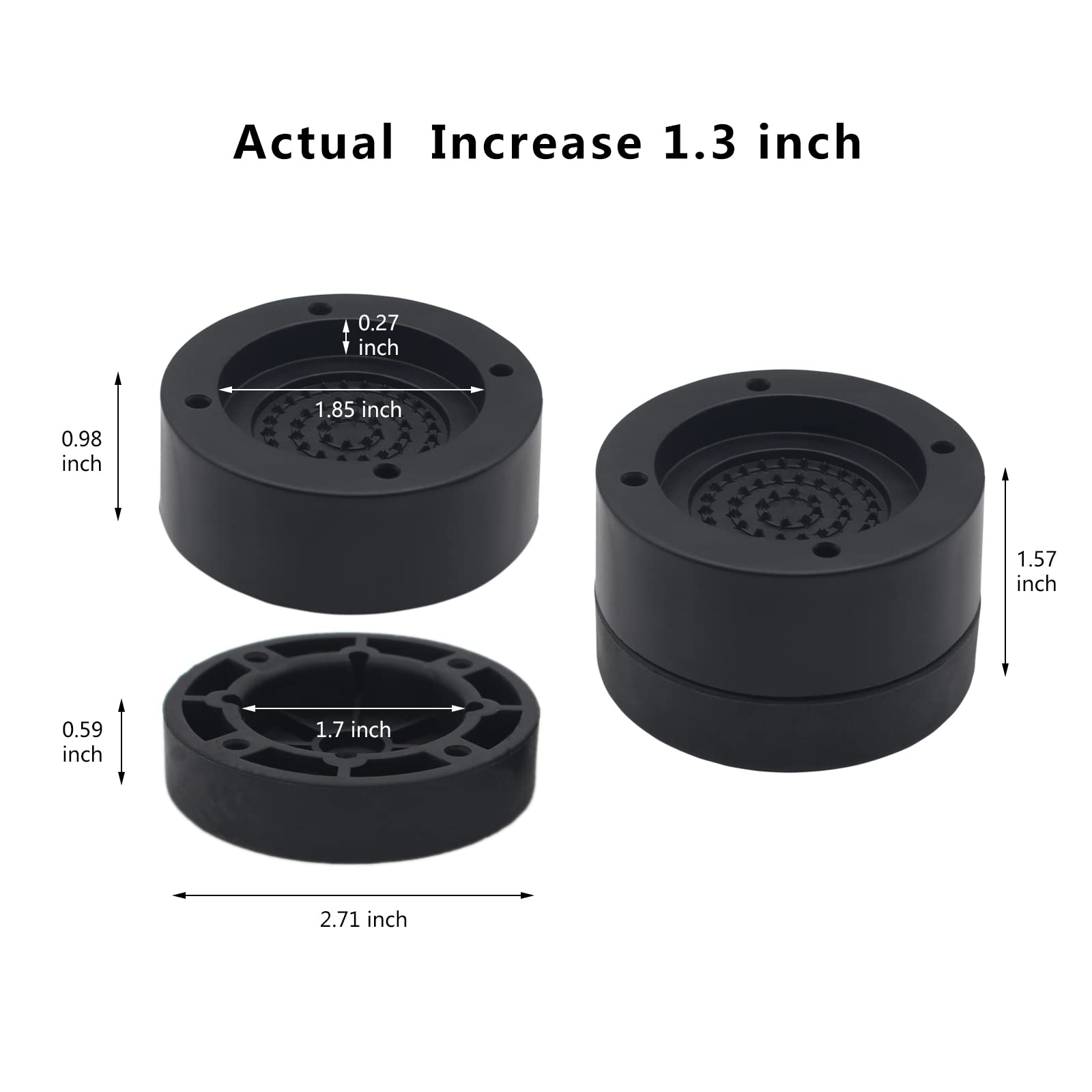 Hanihua 4 Sets Furniture Risers 1 Inch Black Bed Risers, Heavy Duty Bed Lifts Risers For Table, Sofa, Couch, Desk, Adjustable Be