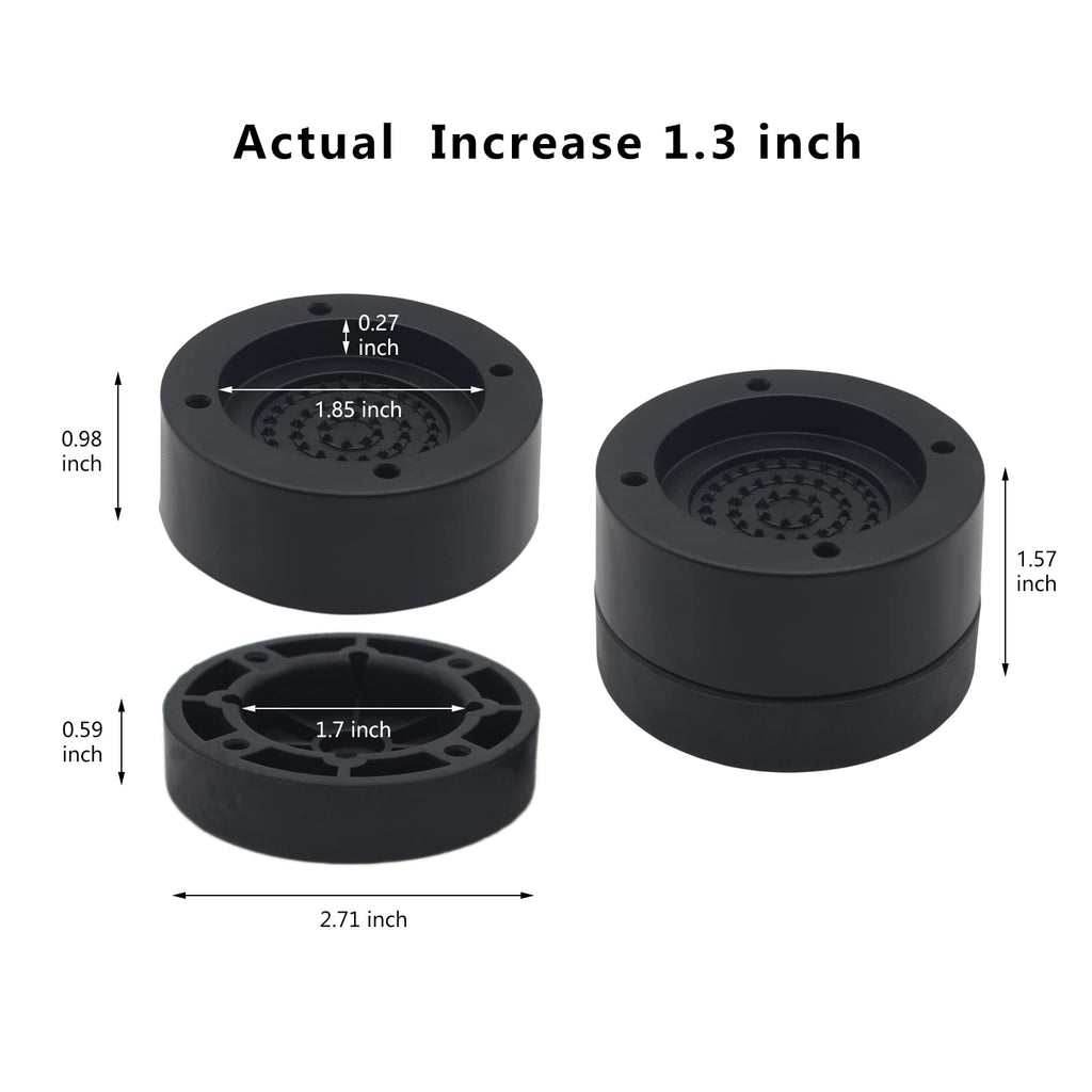Hanihua 4 Sets Furniture Risers 1 Inch Black Bed Risers, Heavy Duty Bed Lifts Risers For Table, Sofa, Couch, Desk, Adjustable Be