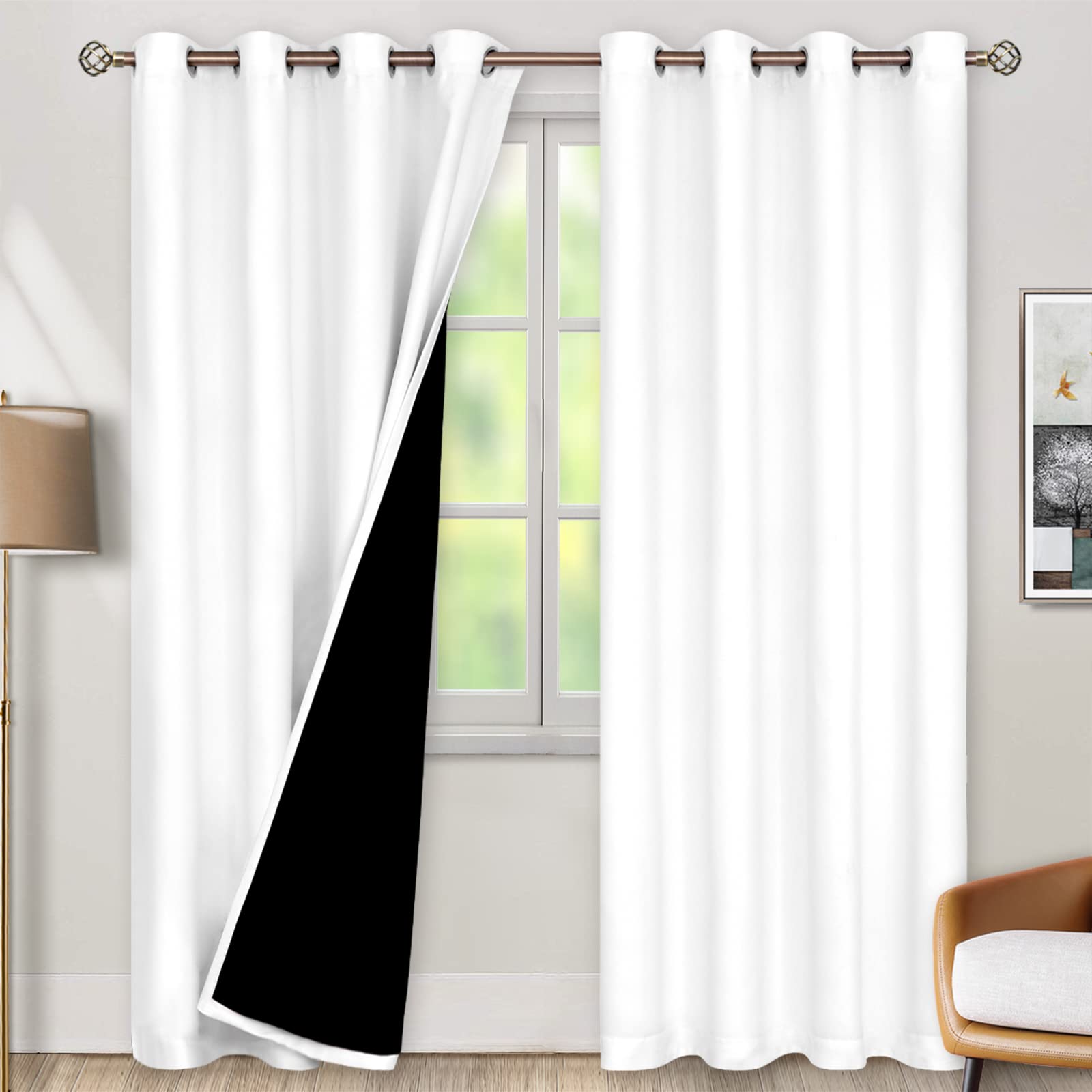 Bgment 100% Blackout Curtains For Bedroom Window 84 Inch Length 2 Panels Set, Thermal Insulated Full Light Blocking Grommet Drap
