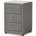 Baxton Studio Tessa Modern and Contemporary Grey Fabric Upholstered 3-Drawer Nightstand