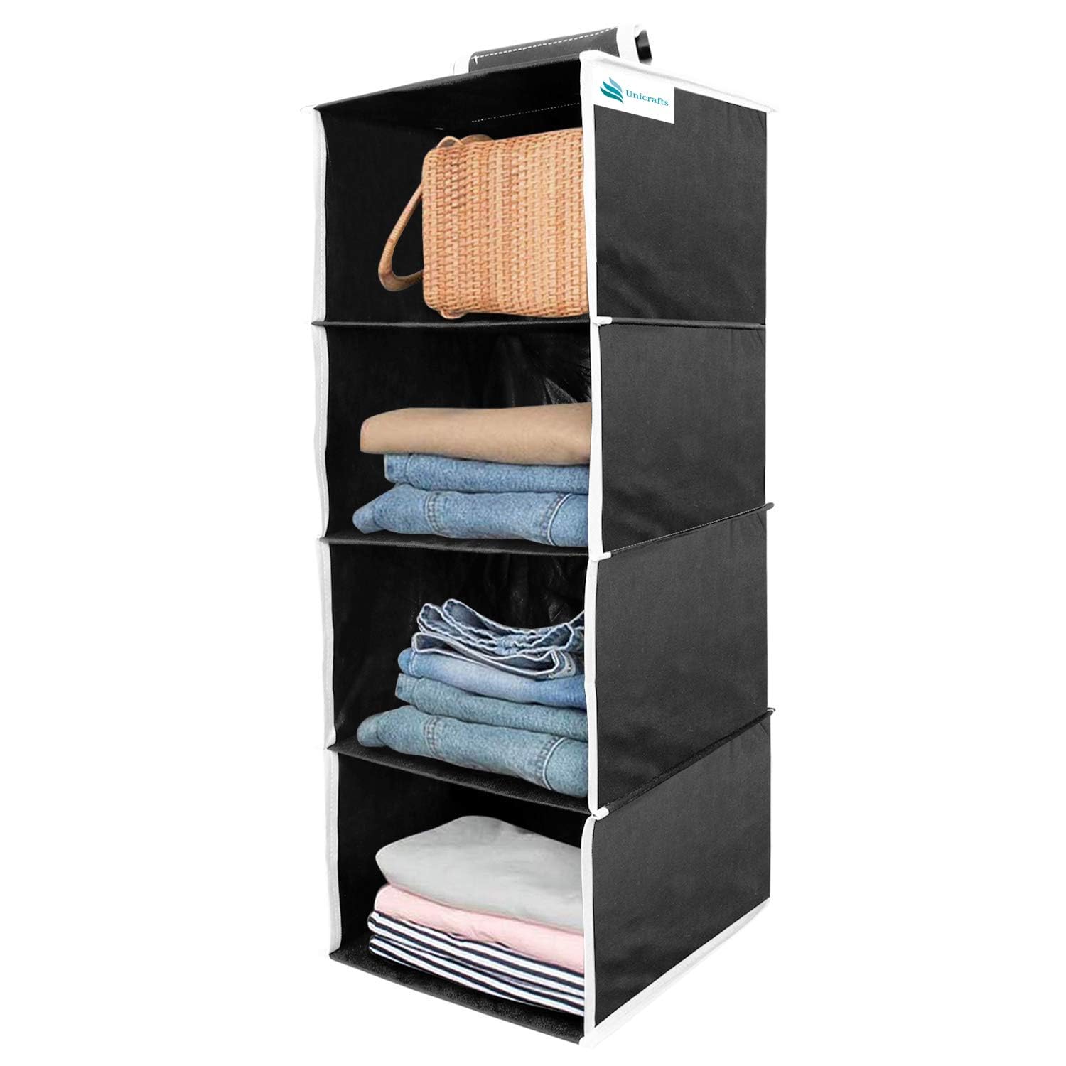 Unicrafts Hanging Closet Organizer For Clothes Storage | Foldable Wardrobe Hanging Storage Rack | NonWoven Multipurpose Cupboar