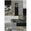 3' X 5' Black Taupe And Ivory Geometric Washable Indoor Outdoor Area Rug