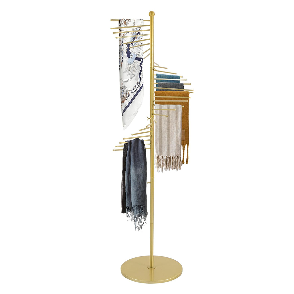 MARTEXBUY Scarf Organizer, Hijab Organizer, 30 Tiers Metal Scarf Hanger for Multiple Scarves, 67 Height Floorstanding Hijab St