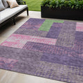 5' X 8' Purple Green And Pink Geometric Washable Indoor Outdoor Area Rug