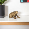 3 Antiqued Gold Cast Iron Frog Figurine