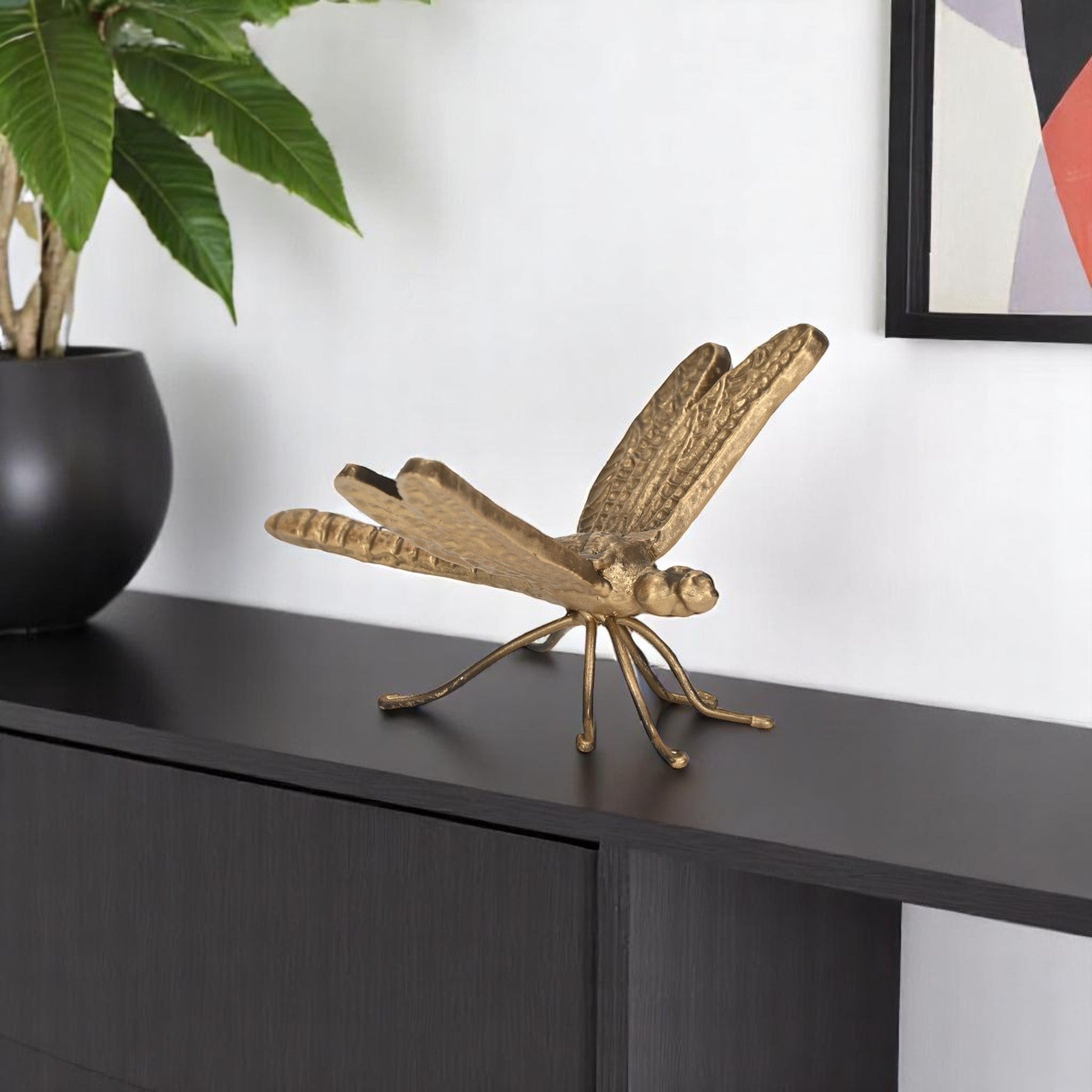 6 Antiqued Gold Cast Iron Dragonfly Figurine