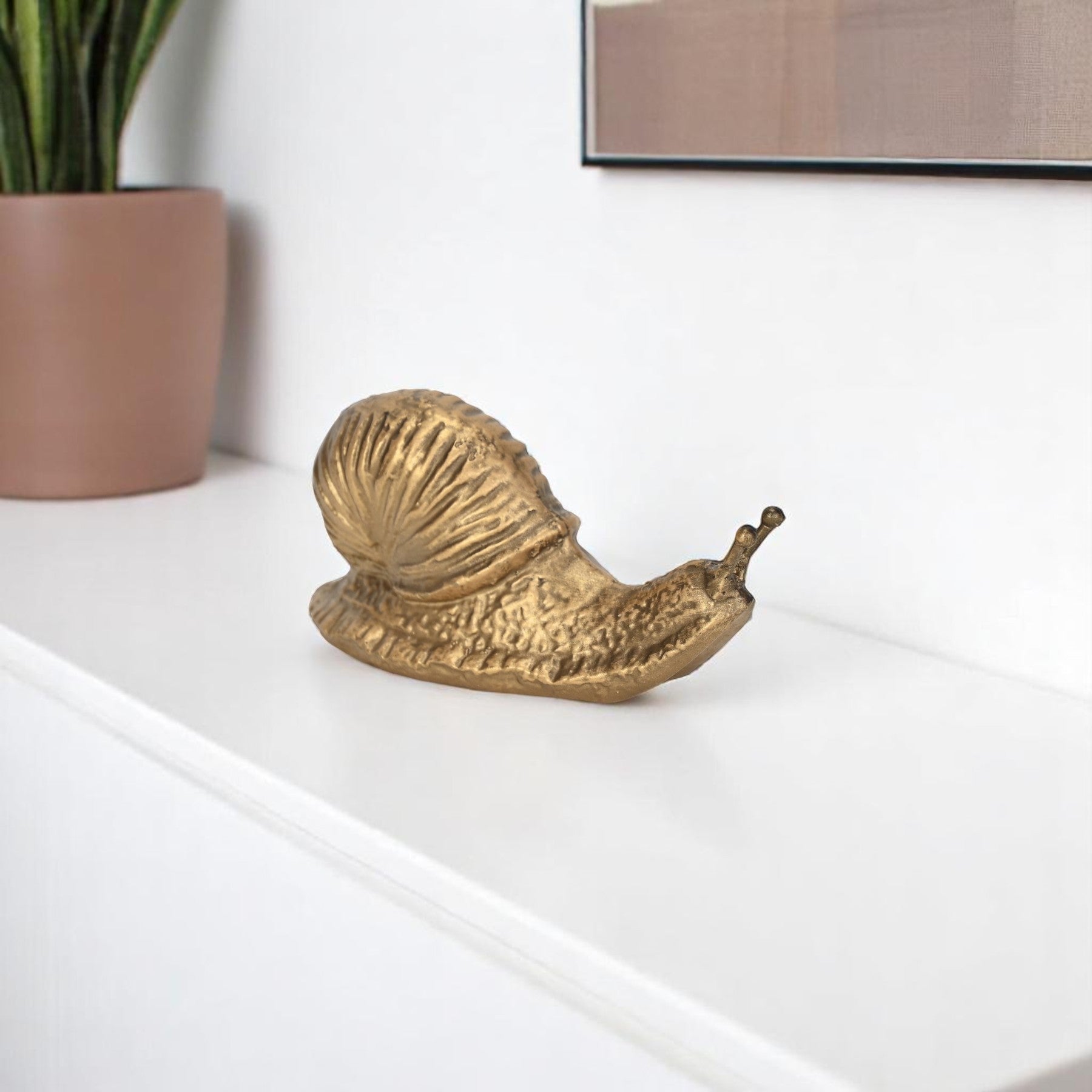 3 Antiqued Gold Cast Iron Snail Figurine