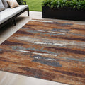5' X 8' Copper Rust And Ivory Abstract Washable Indoor Outdoor Area Rug
