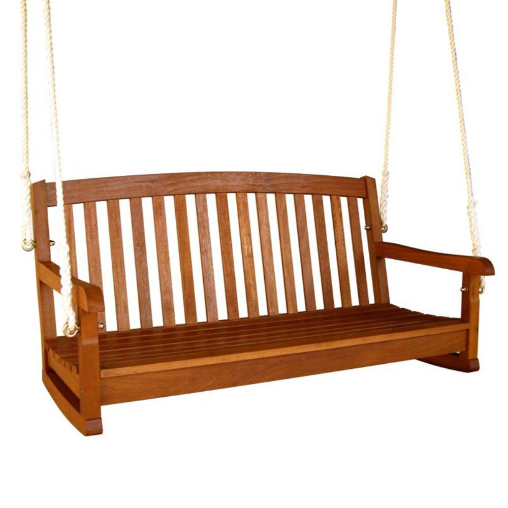 International Caravan Furniture Piece Royal Tahiti Curved Back Wood Two Seated Swing