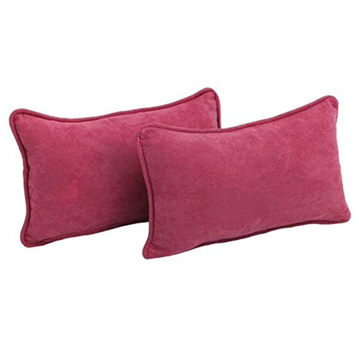 Blazing Needles Corded Solid Microsuede Rectangular Throw Pillows with Inserts (Set of 2), 20&quot; by 12&quot;, Bery Berry