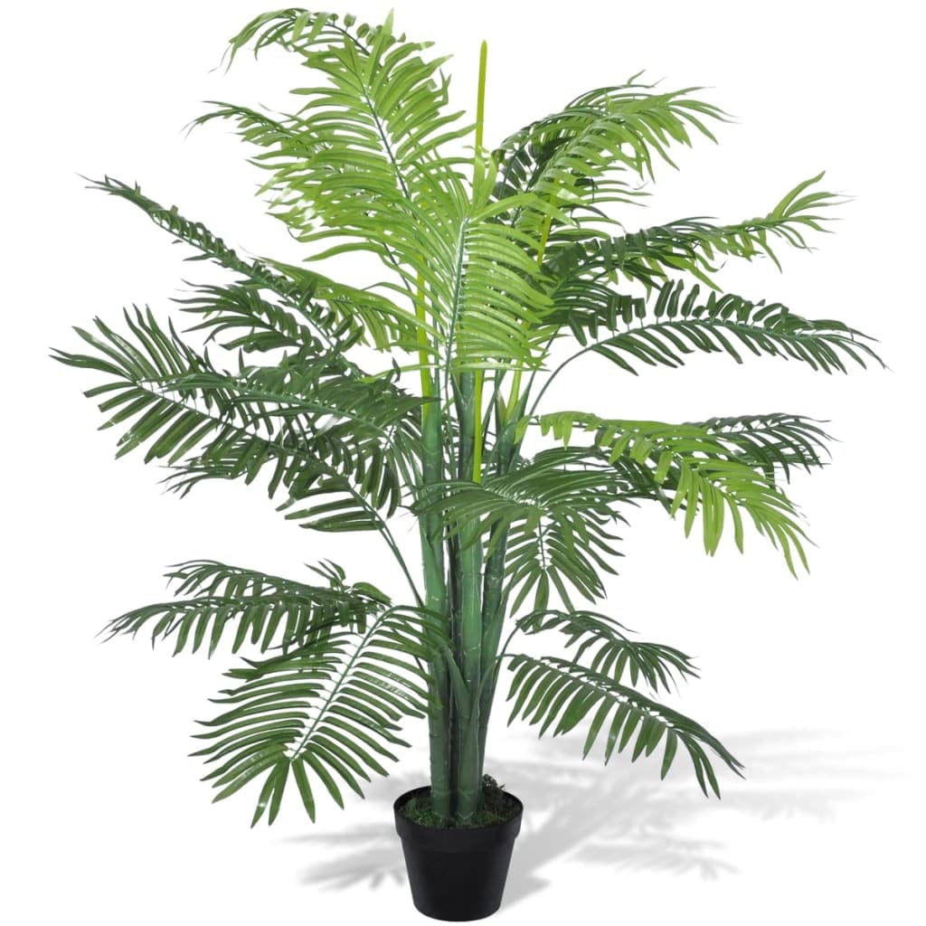 vidaXL 51&quot; Artificial Phoenix Palm Tree - Green, Lifelike Design, Indoor/Outdoor Decor, Home/Office Decor Accent, Durable Materials, Comes with 7&quot; Pot