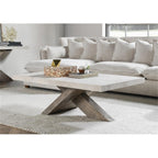 Kosas Home Durant Transitional Wood Coffee Table in Antique White/Corsican Gray