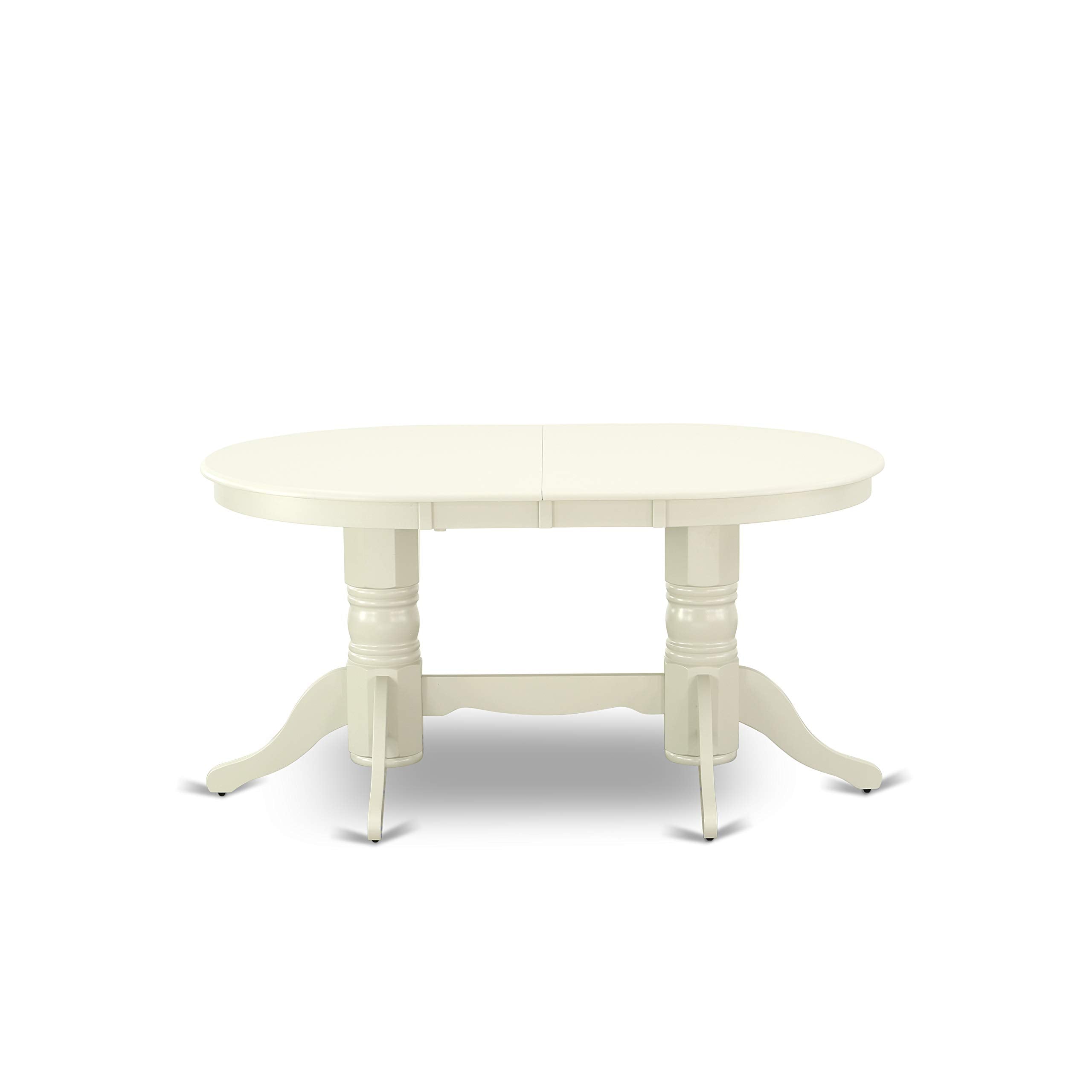 East West Furniture Vacl7-Lwh-W 7 Piece Modern Dining Table Set Consist Of An Oval Wooden Table With Butterfly Leaf And 6 Kitchen Dining Chairs, 40X76 Inch, Linen White