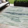5' X 8' Mint Green Ivory And Denim Blue Abstract Washable Indoor Outdoor Area Rug