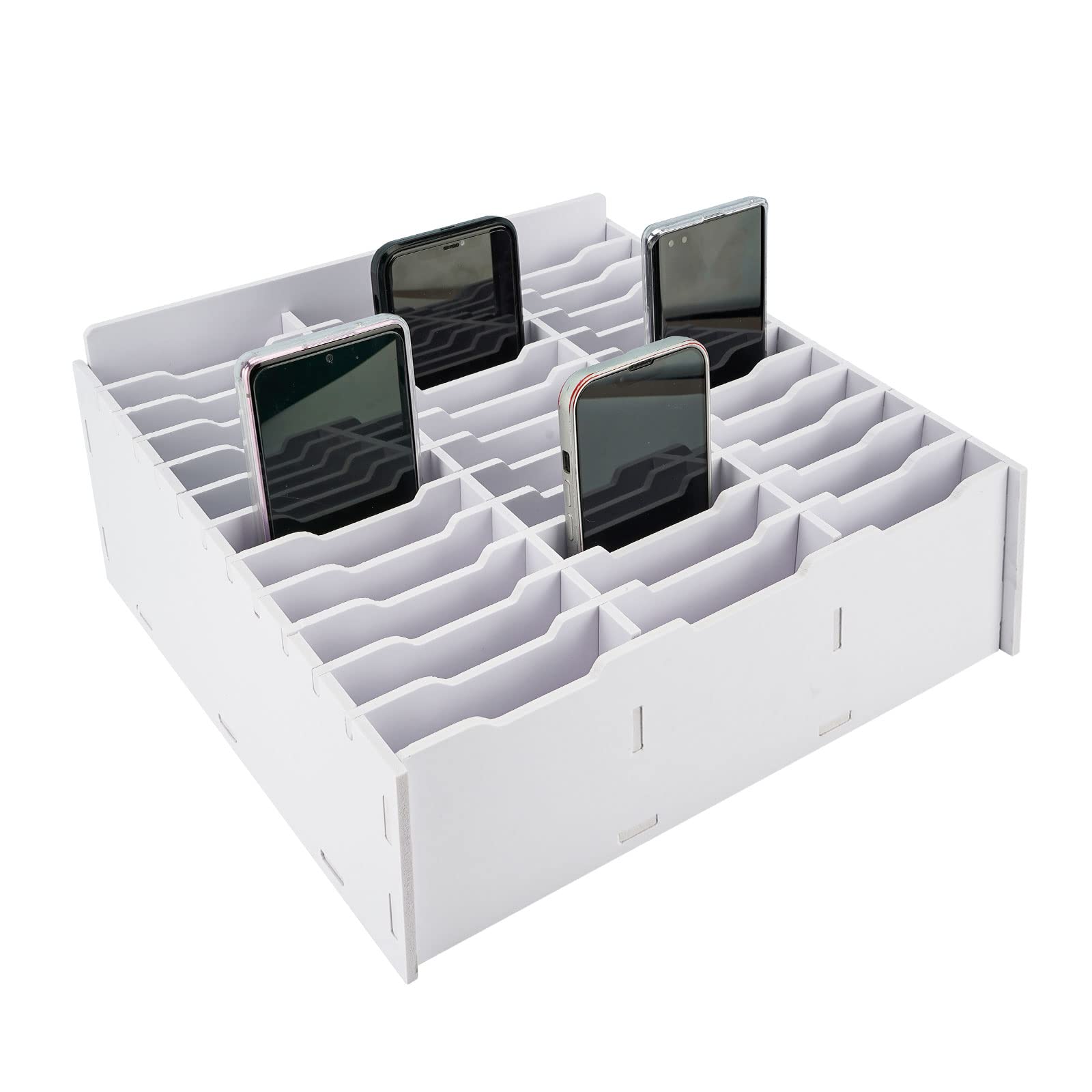 Sanfurney 36 Slots Cell Phone Storage Box For Classroom Calculator Holder Class Cell Phone Organizer White
