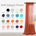 Koufall 2 Panels Grommet Faux Linen Sheer Curtains-Terracotta-52X45