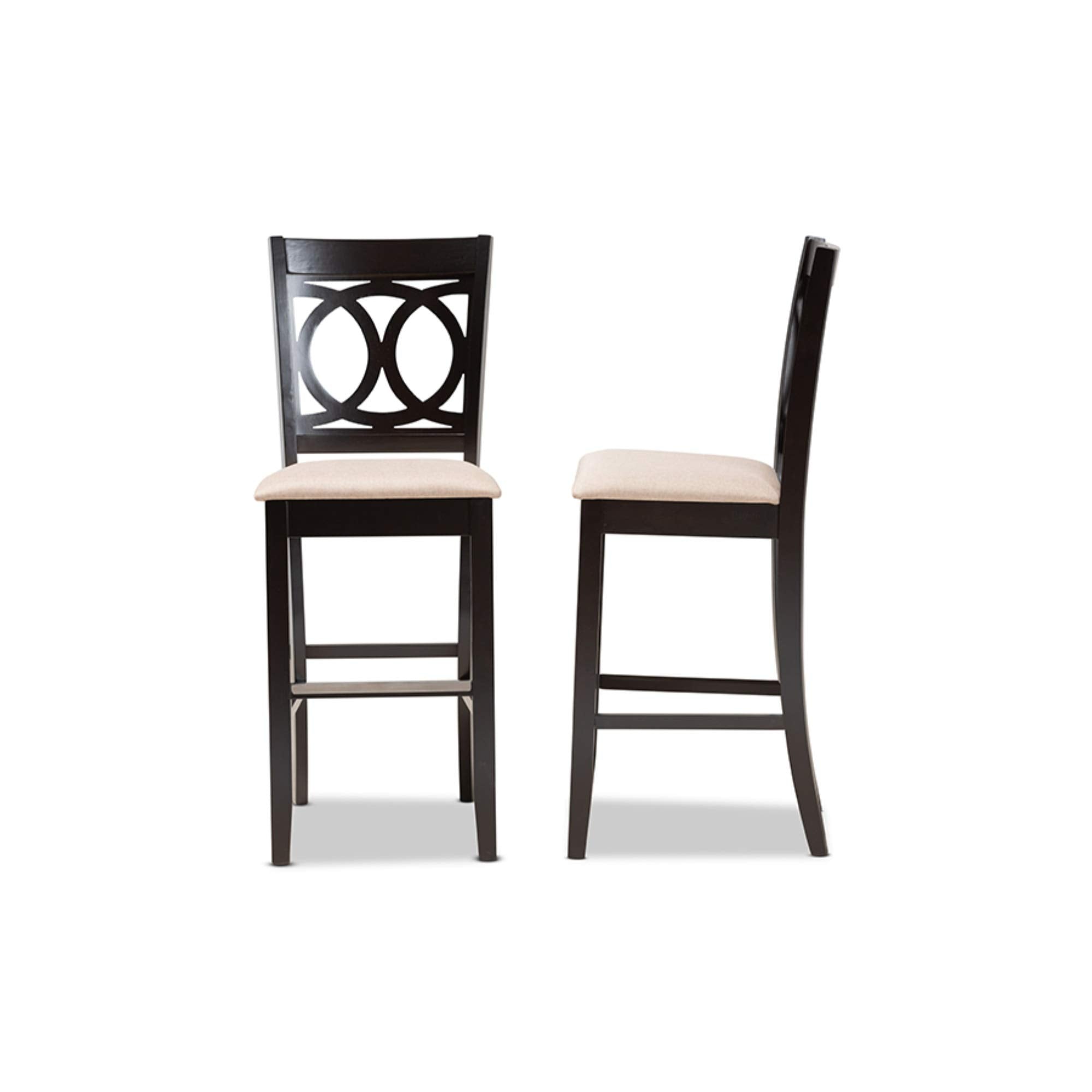 Baxton Studio Carson Modern and Contemporary Sand Fabric Upholstered and Espresso Brown Finished Wood 2-Piece Bar Stool Set