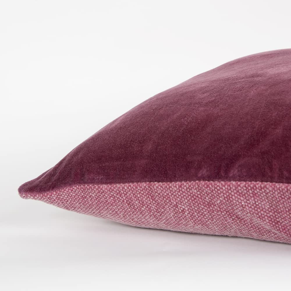 Rizzy Home 22&quot; x 22&quot; Down Filled Pillow with Cotton Canvas Cover-Berry