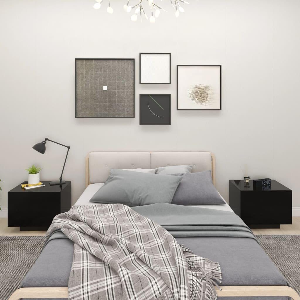 vidaXL Bedside Cabinet Home Indoor Living Room Bedroom Nightstand Side Cabinet Couch Table Telephone Stand Furniture Black Engineered Wood