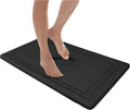 Home Brilliant Memory Foam Framed Bath Mat with Non Slip Absorbent Super Cozy Velvet Bathroom Rug Carpet (20x32inch, Black)