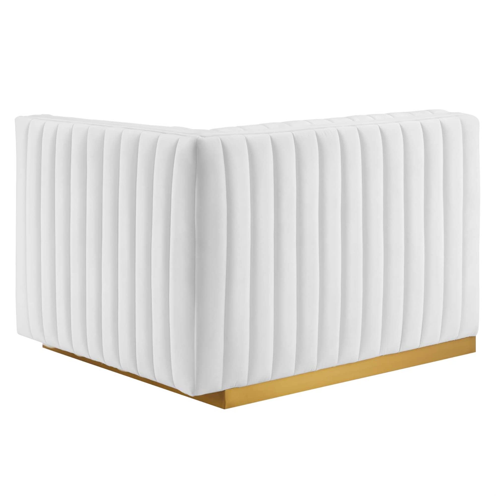 Modway Conjure Channel Tufted Performance Velvet Right-Arm Chair in Gold/White