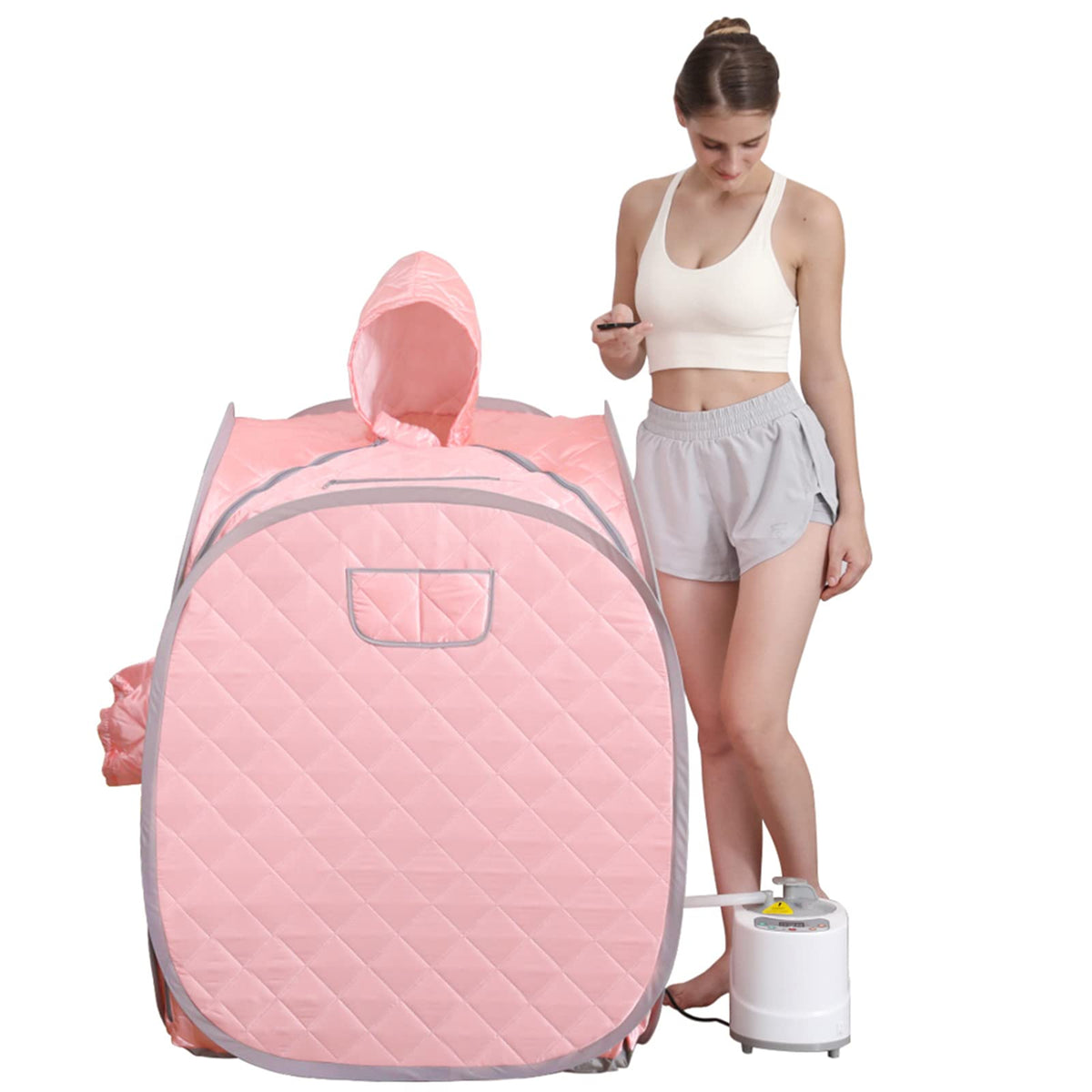Zonemel Portable Steam Sauna Kit For 1 Person Or 2 Person Full Body Home Sauna Spa, Leg Detox Relaxation, 2L Steam Pot, Remote C