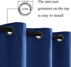 Jiuzhen Classic Blue Blackout Curtains With Tiebacks Thermal Insulated, Light Blocking And Noise Reducing Grommet Curtains For And Living Room, Set Of 2 Window Curtain Panels, 42 X 72 Inch Length