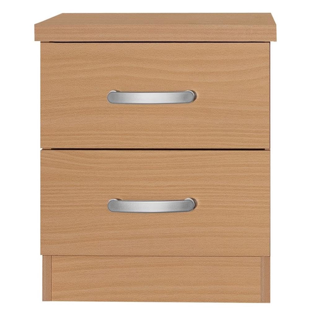 Better Home Products Cindy Faux Wood 2 Drawer Nightstand in Beech