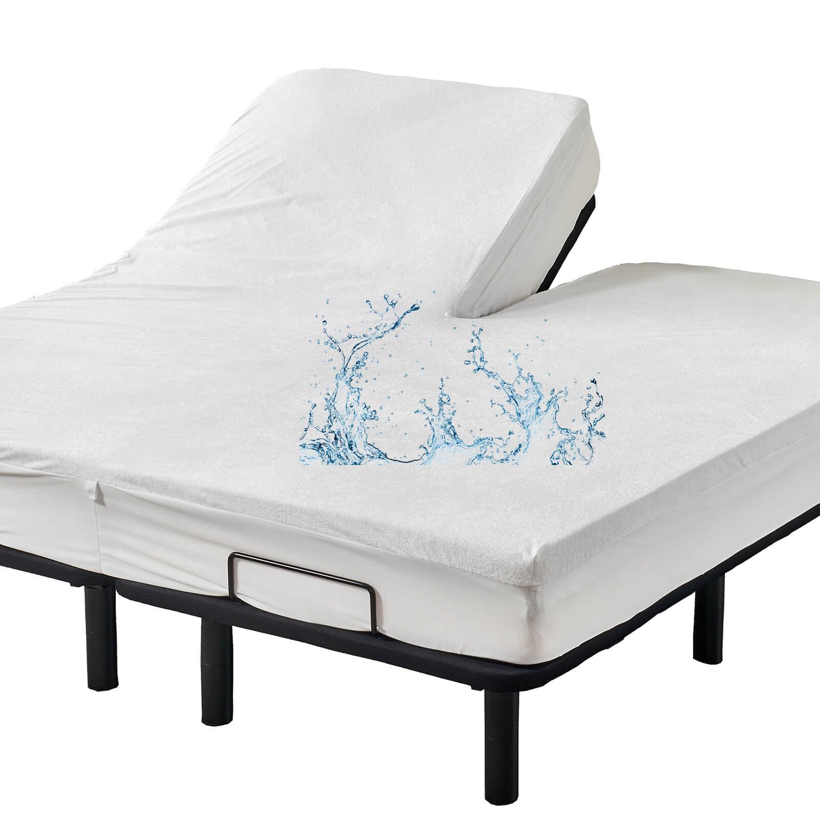 Kingnex Waterproof Partial Split Top Cal King Mattress Protector For Adjustable Bed With 28-30' Upper Flex Head Noiseless Soft