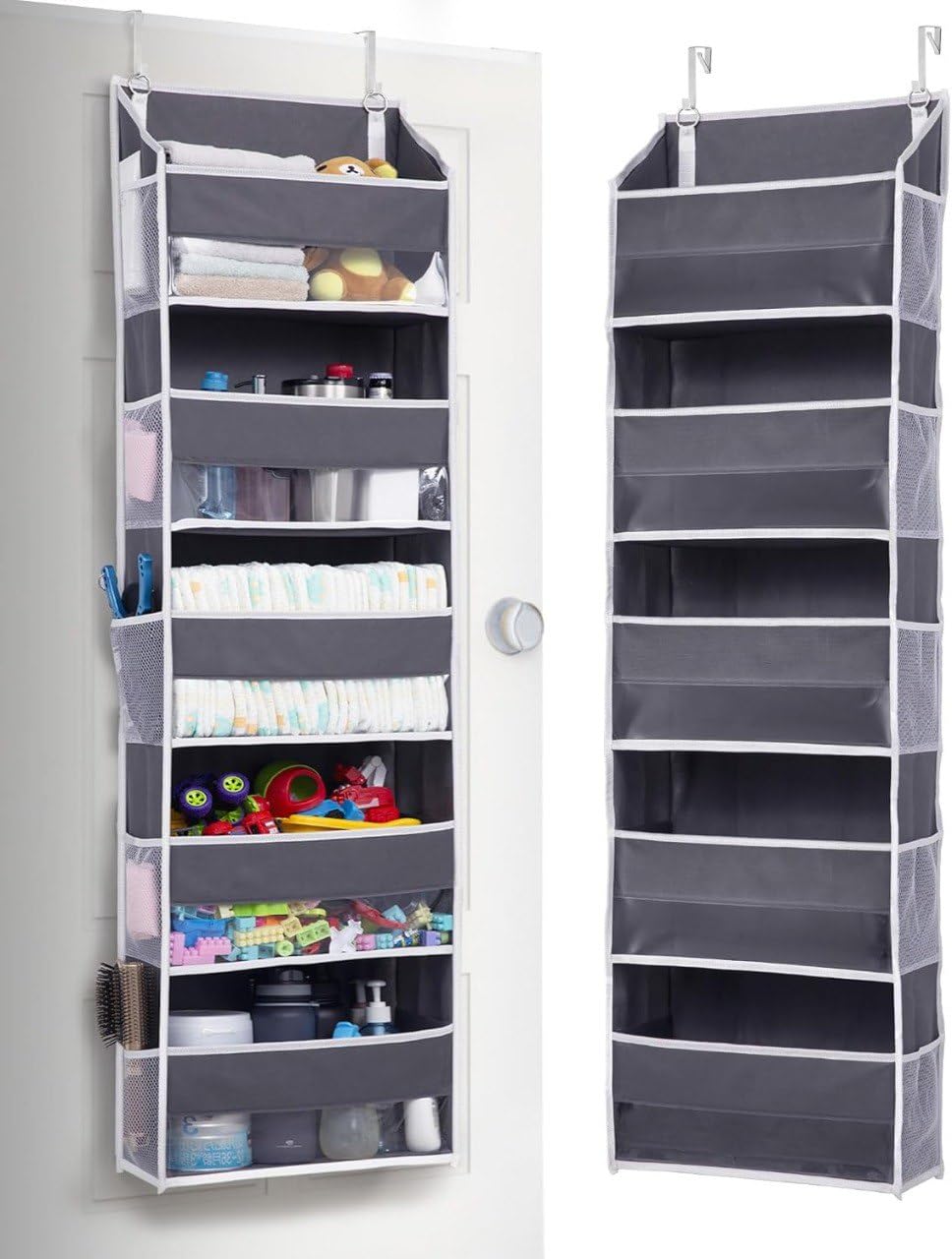 Iqs Enterprise Door Hanging Organizer 5 Shelf | Door Hanging Organizer With 2 Metal Hooks 5 Pocket Over The Door Wall Mount Stor