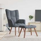 vidaXL Relaxing Chair with Stool - Modern Armchair with Velvet Upholstery and Stylish Backrest Design in Dark Gray