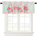 Tropical Pink Flamingo Group Window Valance Curtains, Window Treatment For Kitchen, Bathroom, Bedroom, Summer Pink Valentine Bir