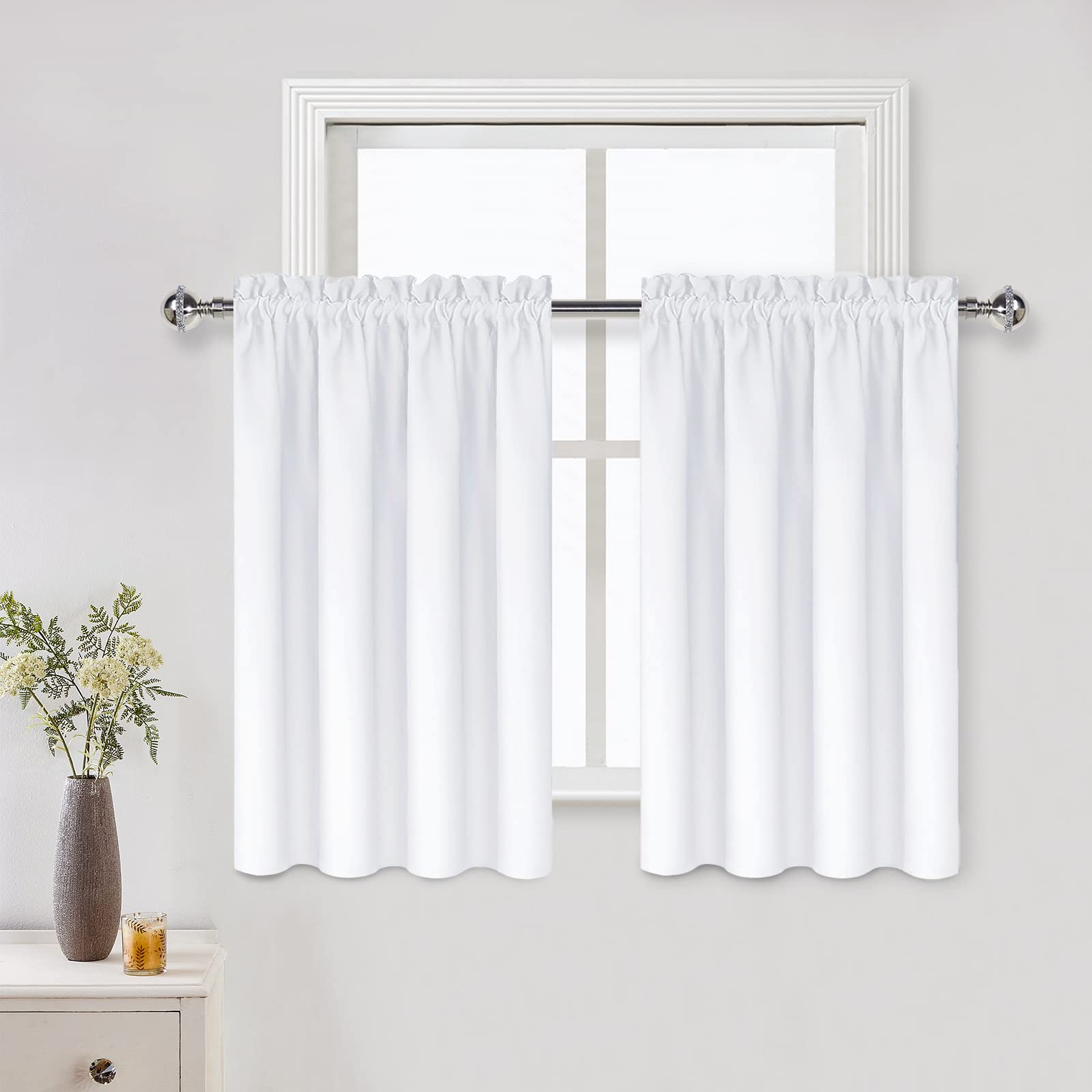 Dwcn White Curtains For Living Room Thermal Insulated, 50% Light Blocking Curtains For Bedroom, Dining Room Window, W 42X L 36 I