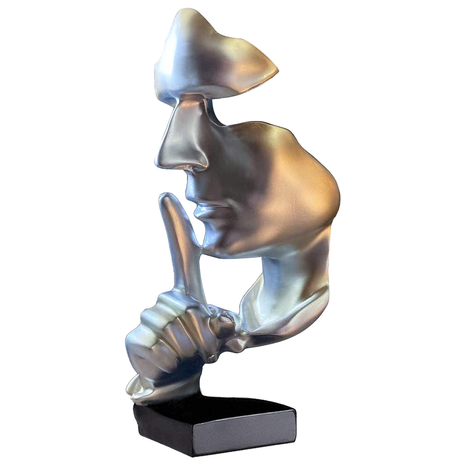 aboxoo Abstract Statues Silence is Gold Decorative Objects,Modern and Simple Resin Figurine,Desk Decoration for Office Home Pian