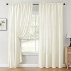 Homeideas Non-See-Through Cream Yellow Privacy Sheer Curtains 52 X 96 Inches Long 2 Panels Light Yellow Sheer Curtains Light Filtering Window Curtains Drapes For Bedroom Living Room