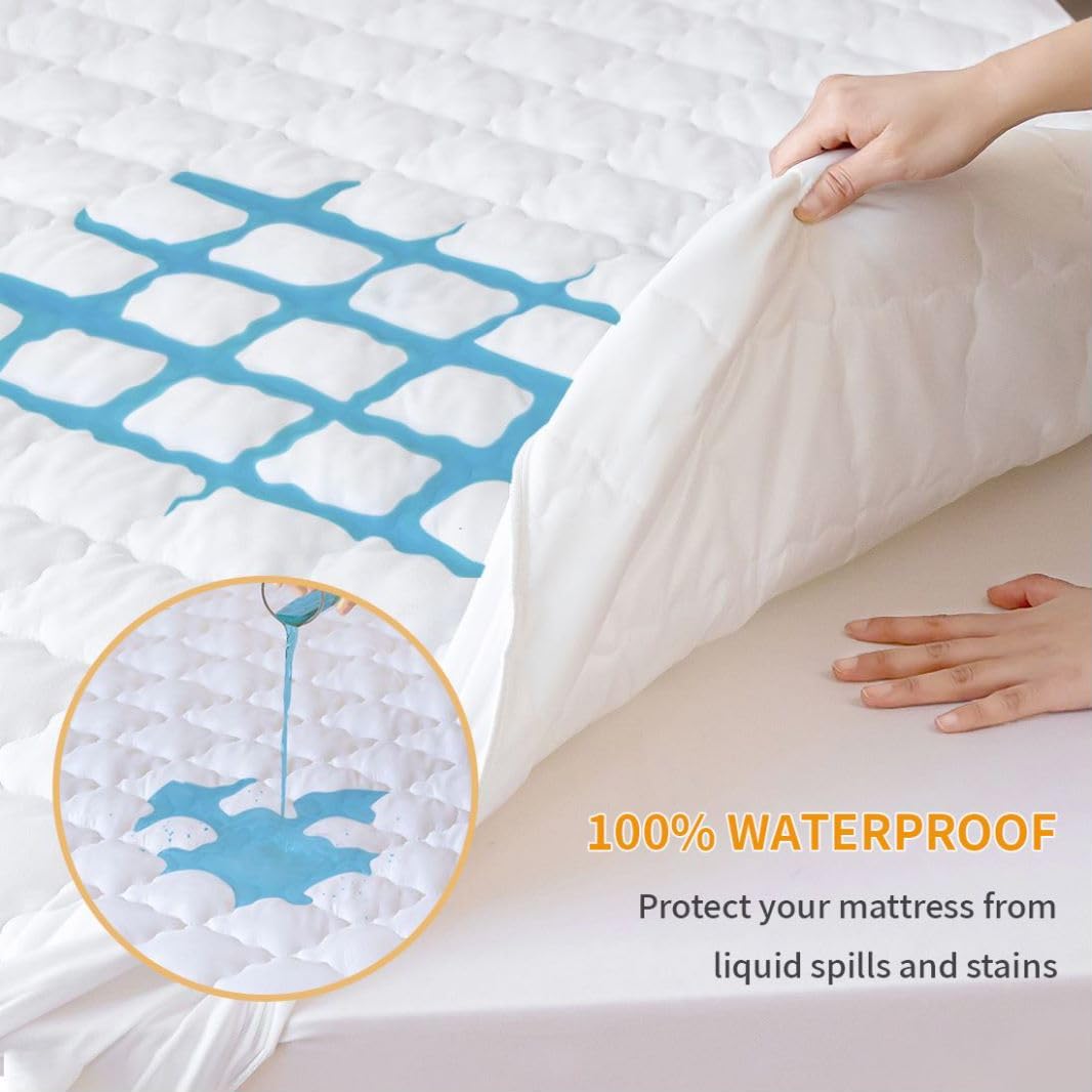 Flippeddream Quilted California King Mattress Protector - Waterproof, Breathable, And Noiseless Pad With Deep Pockets For 6-18 I