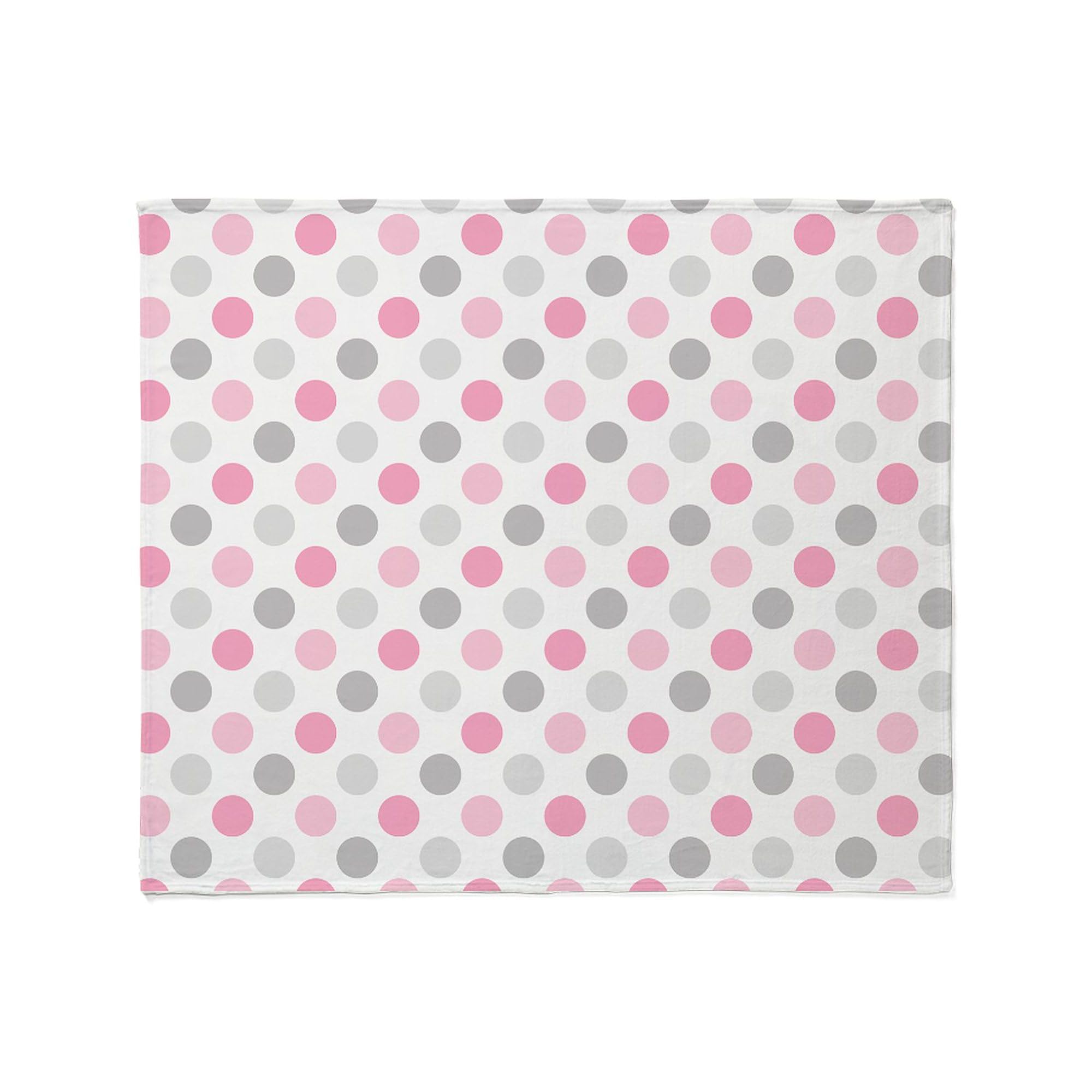 Cafepress Pink Gray Polka Dots Throw Blanket Super Soft Fleece Plush Throw Blanket, 60 'X50 '