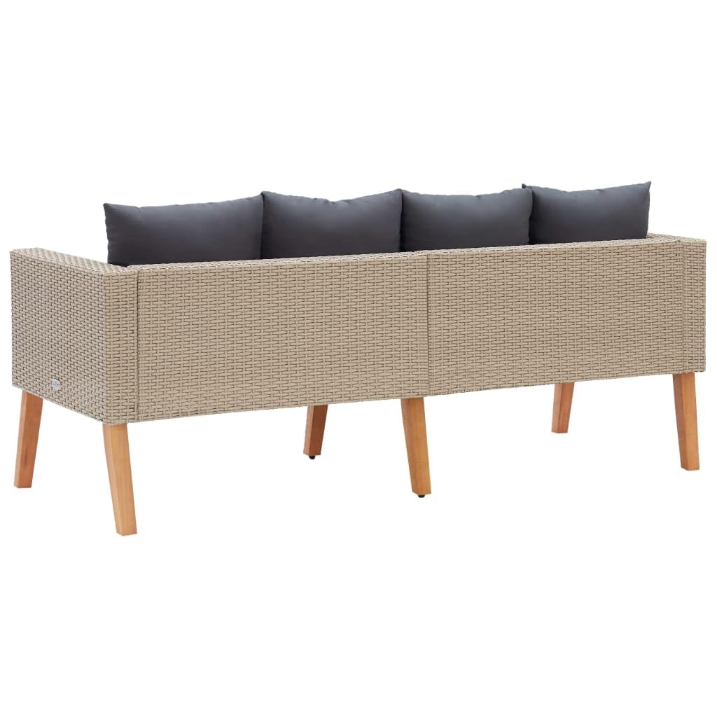vidaXL Patio Sofa, Loveseat with Cushions, Patio Wicker Furniture, Outdoor Sofa for Backyard Garden Porch, Rustic, PE Rattan Beige