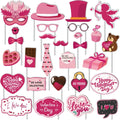 CRAWPROP 28PCS Valentines Day Party Photo Booth Props Decoration Selfie Accessories for Valentine's Day Wedding Birthday Party S