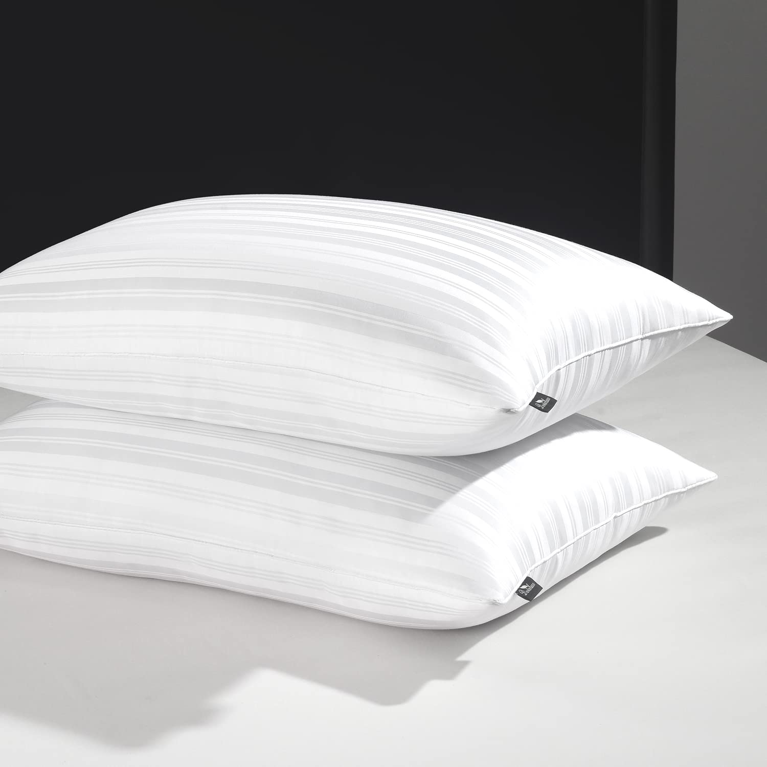 Downluxe Goose Feather Down Pillow - 100% Rayon Made From Bamboo Set Of 2 Bed Pillows For Sleeping, King Size (20X36)