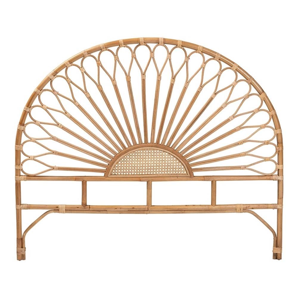 Baxton Studio Perenna Modern Bohemian Natural Rattan Queen Size Standalone Headboard