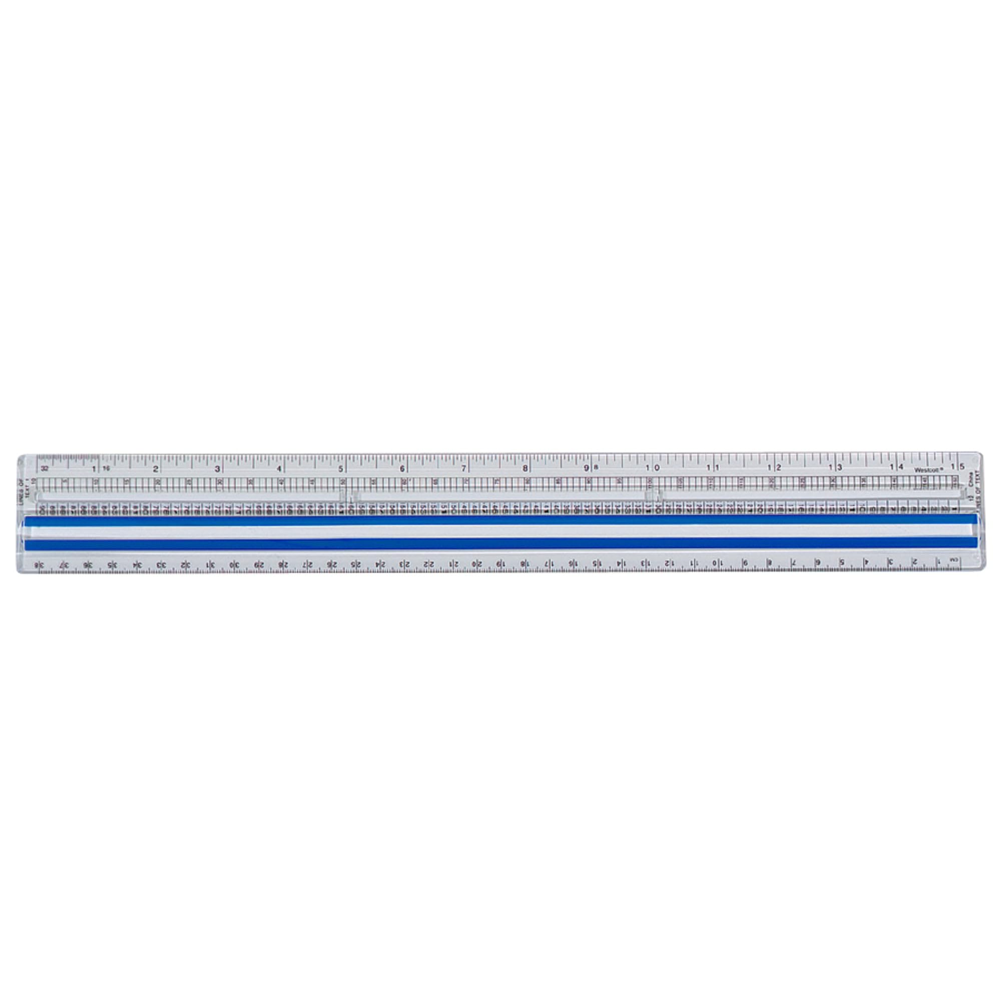Westcott 40711 Clear Data Processing Magnifying Ruler, 15 In