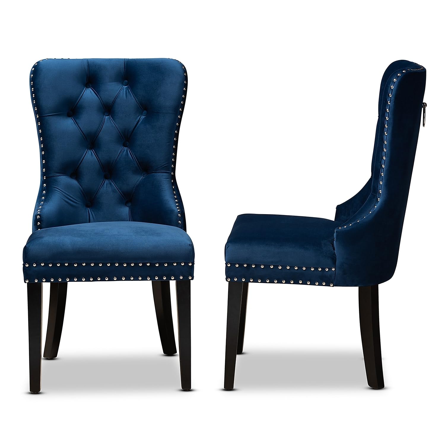 Baxton Studio Remy Transitional Fabric Dining Chair, Navy Blue And Espresso, 2/Set (162-2Pc-10461Ht)