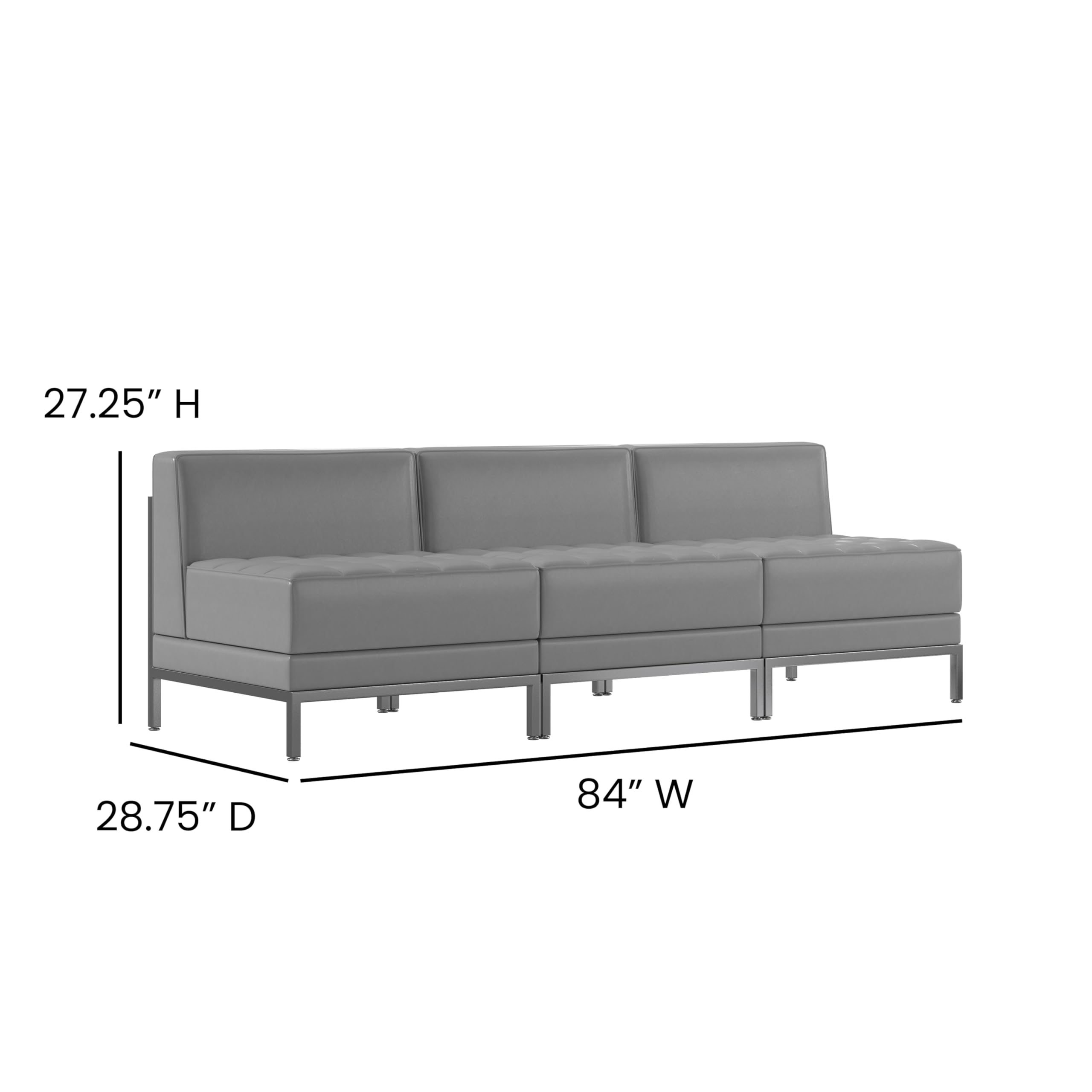 Flash Furniture HERCULES Imagination Series 3 Piece Gray LeatherSoft Waiting Room Lounge Set - Reception Bench